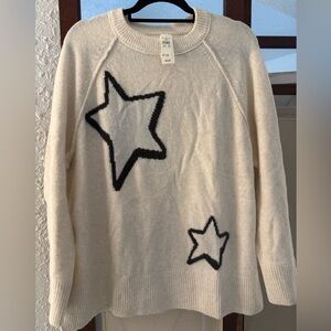 Aerie Cream Sweater with Black Star Design